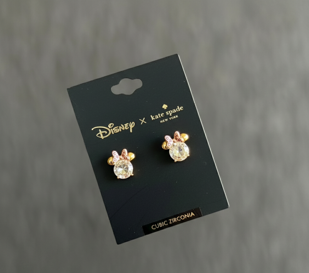 Aros Kate Spade minnie circones transparentes dorados