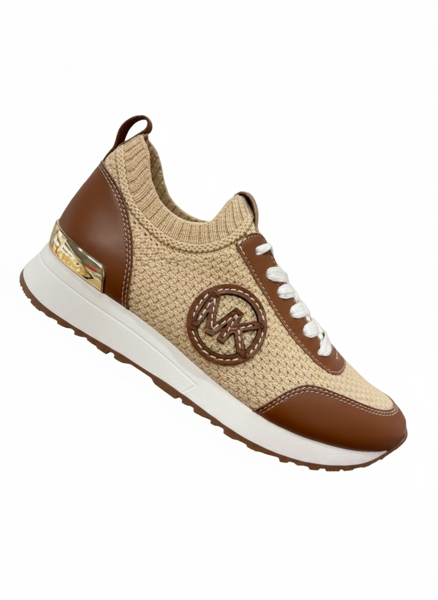 Zapatillas Michael Kors Jenkins de tejido elastico de dos tonos Nude