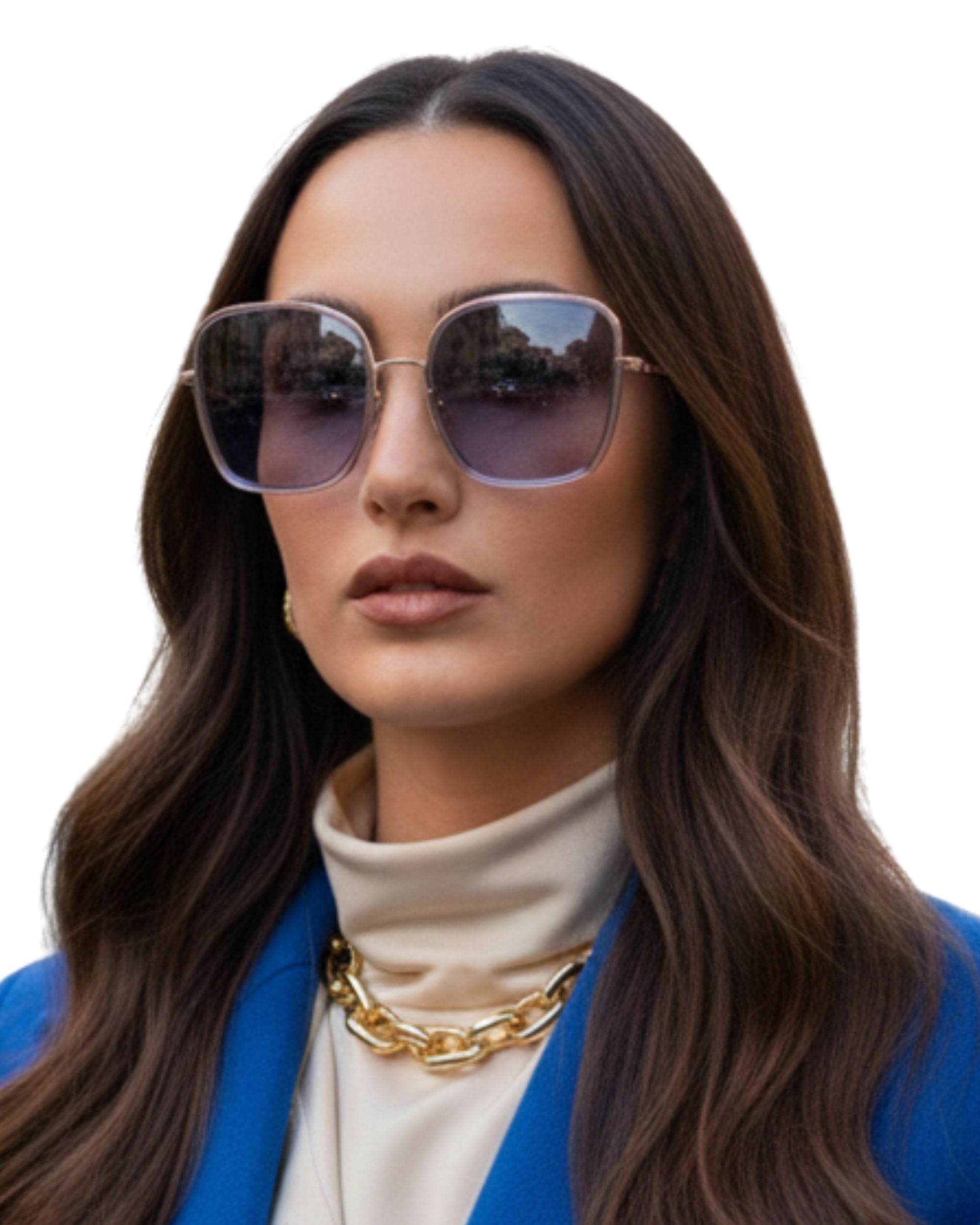 Lentes Tory Burch Kira cuadrados celestes