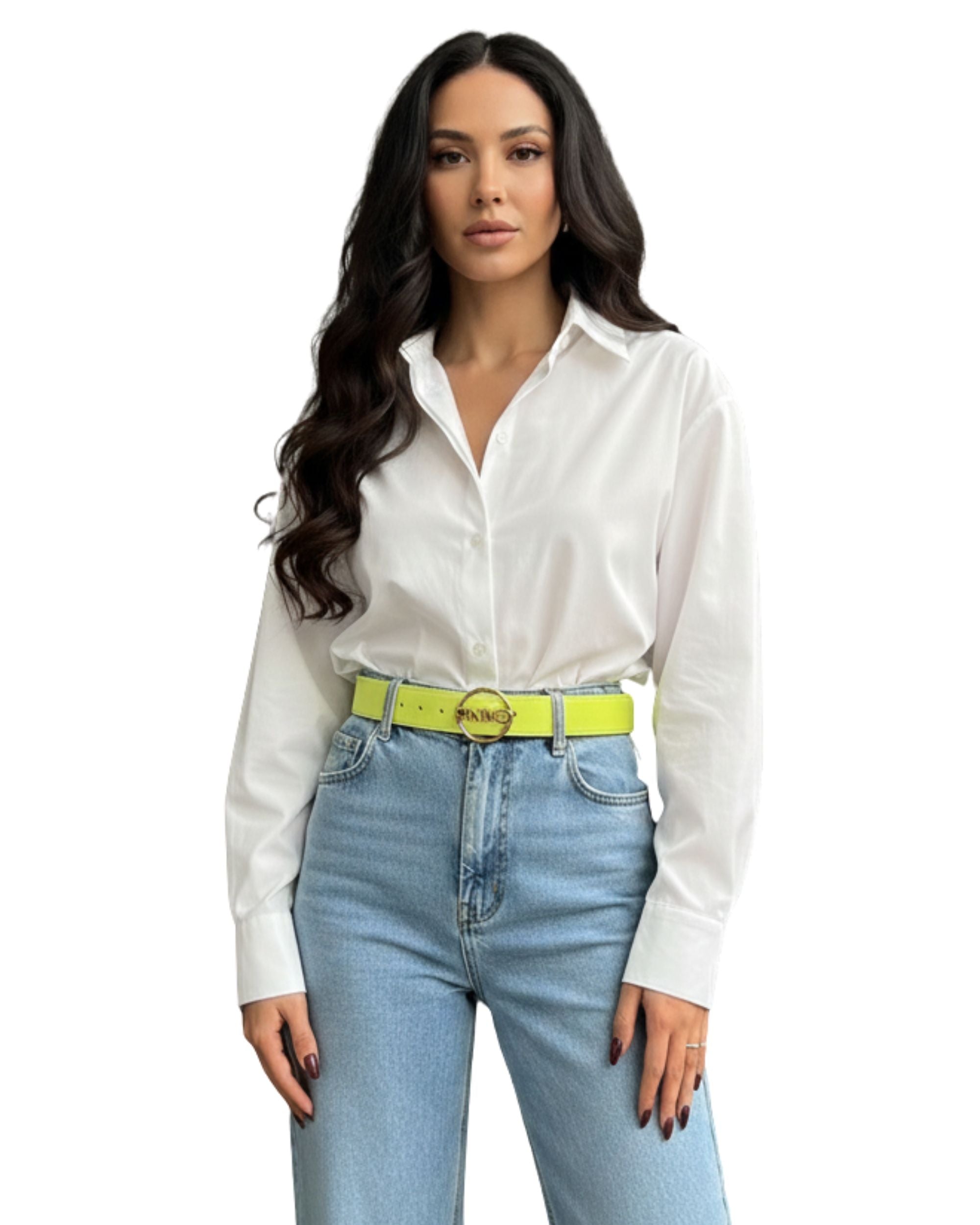 Cinturon Pinko verde fluor grueso