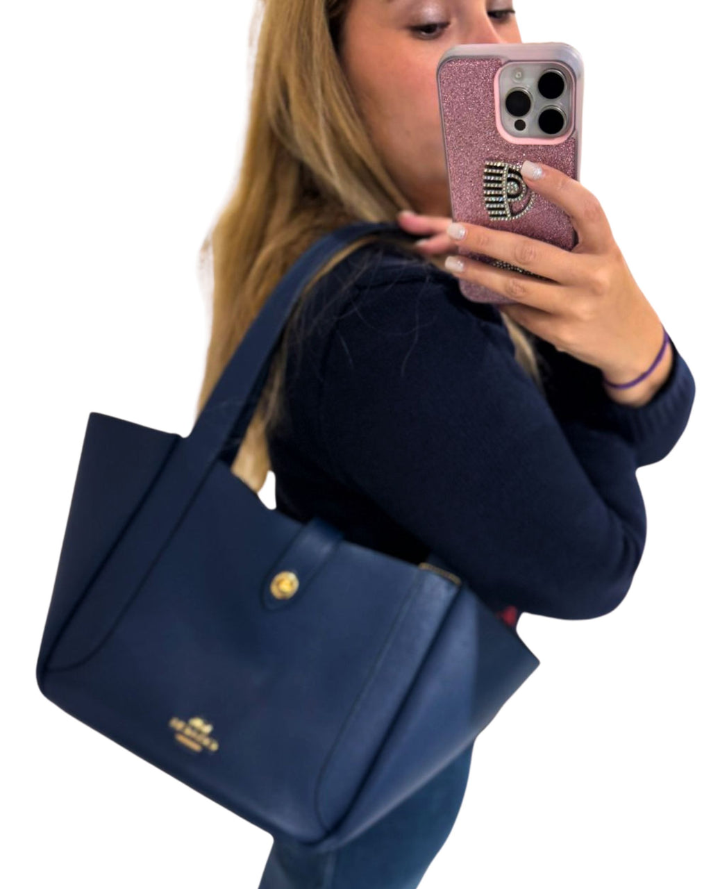 Cartera Coach Tote Azul grande