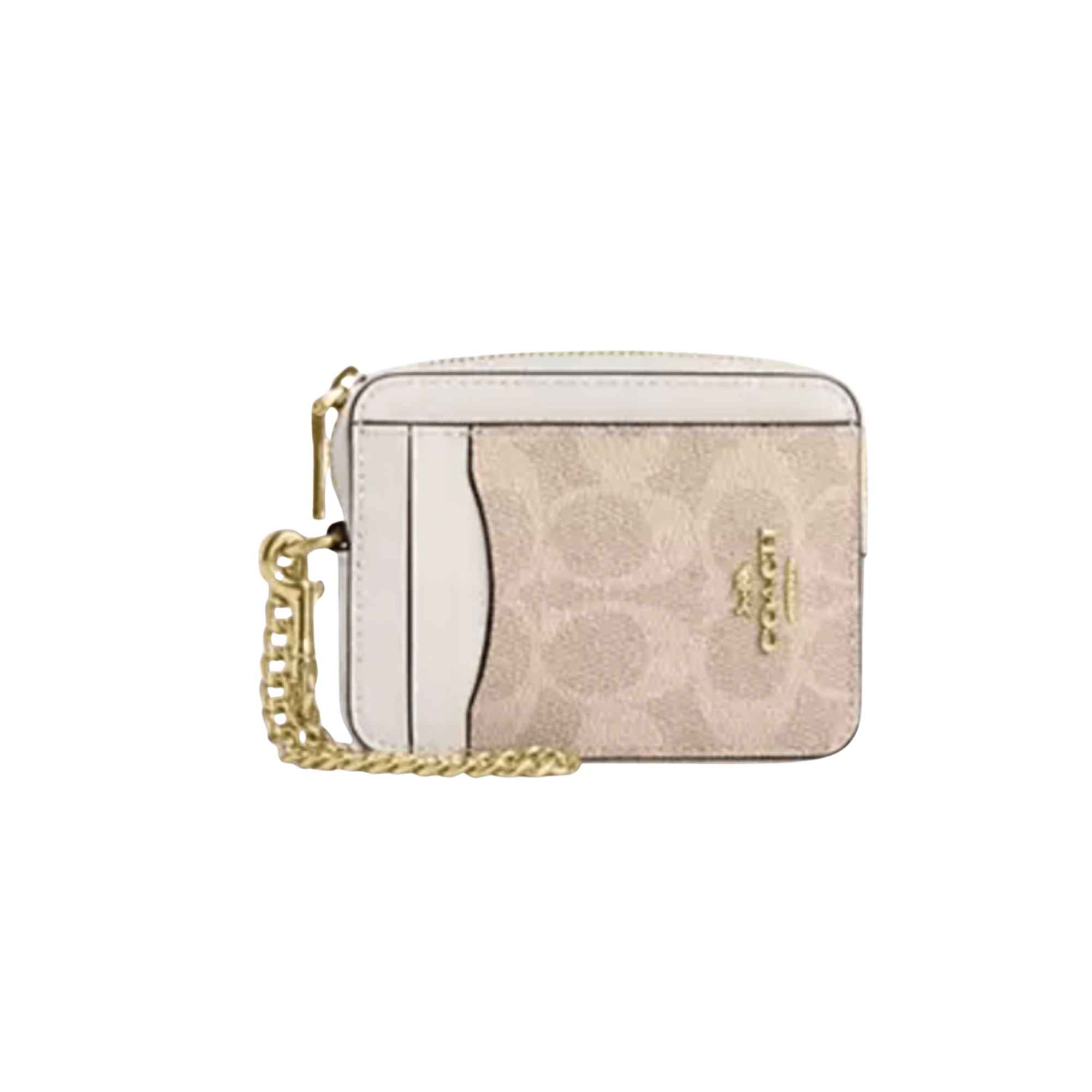 Billetera Coach Pequeña monograma beige y crema