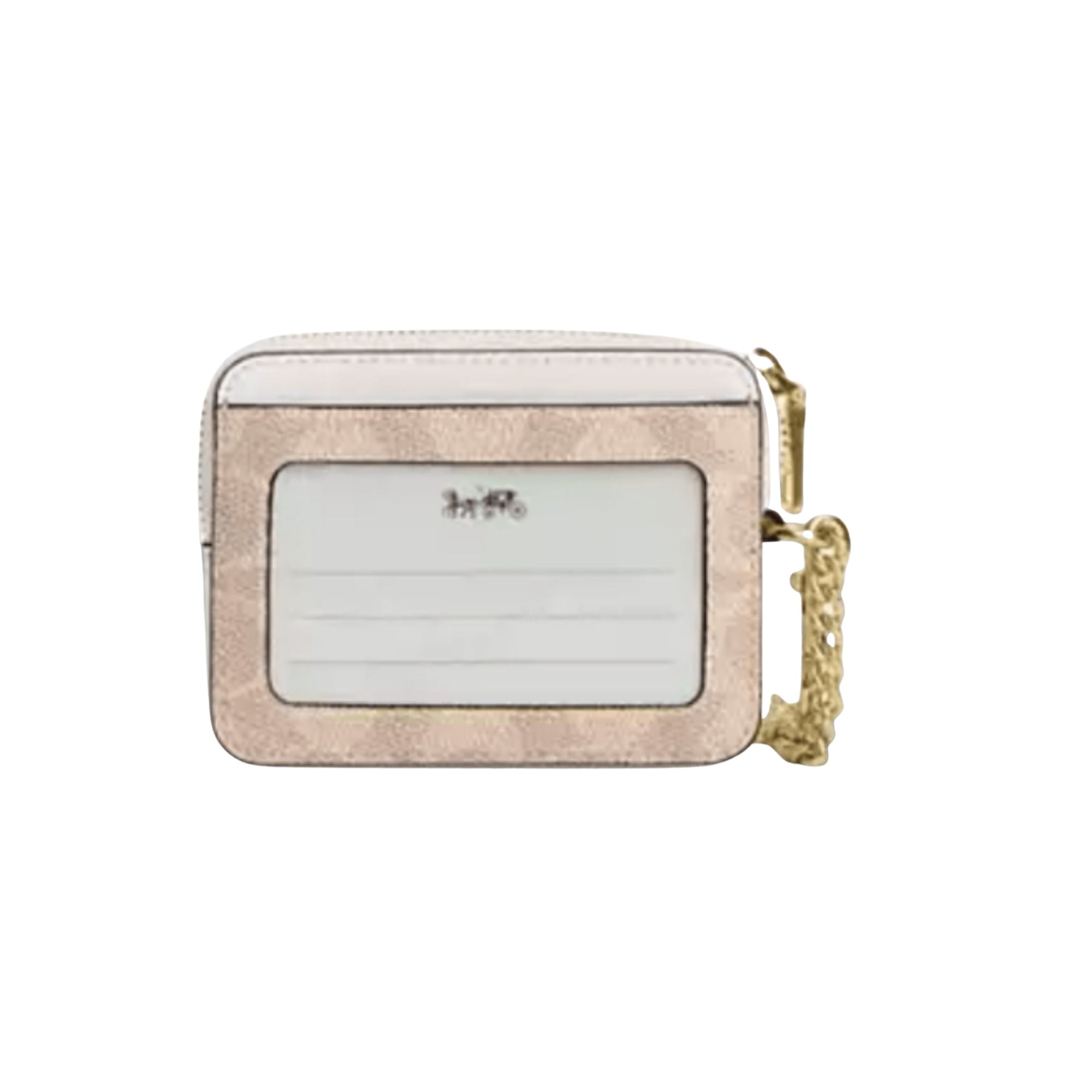 Billetera Coach Pequeña monograma beige y crema