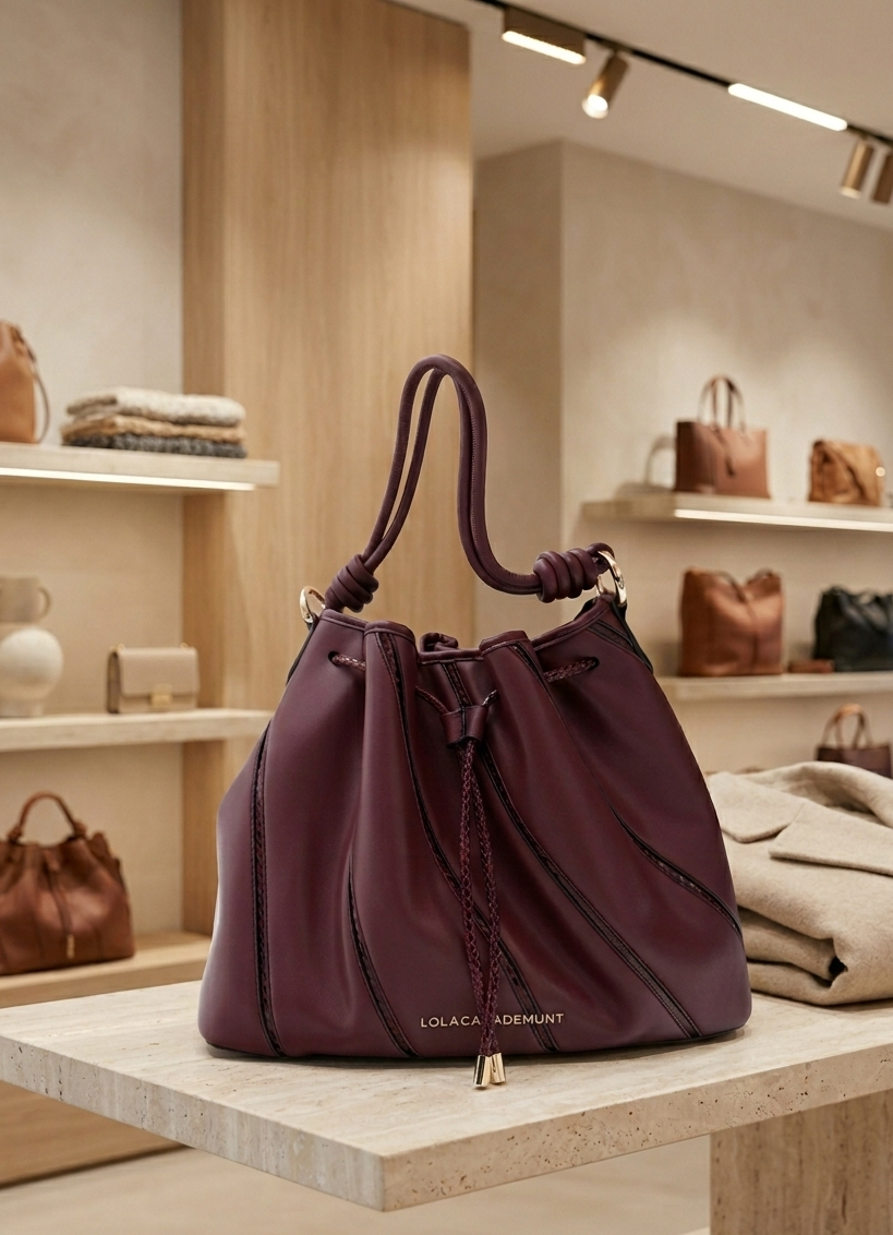 Cartera Lola Casademunt detalles en efecto piel serpiente Burdeo