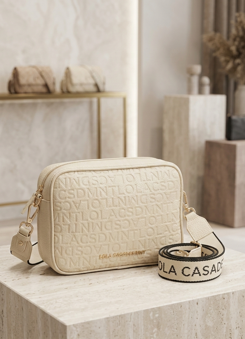 Cartera Lola Casademunt Bandolera Rectangular monograma Crudo