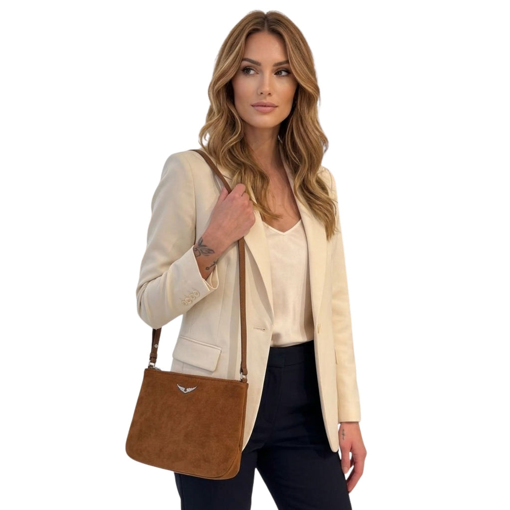 Cartera Zadig Et Voltaire Duo Wings Suede Cafe