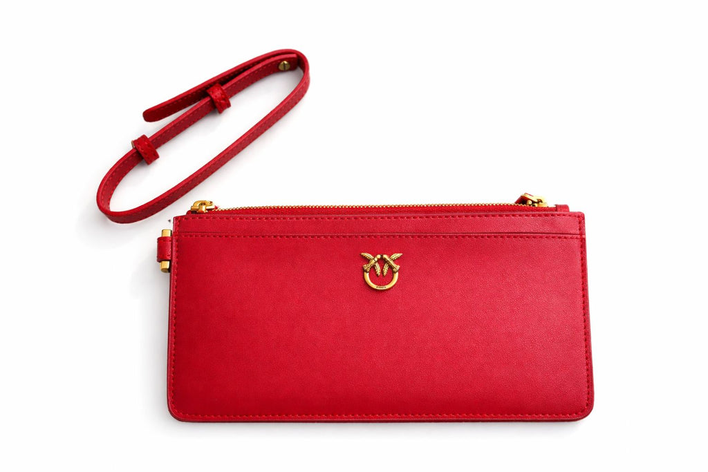 Tarjetero Pinko cuero rojo
