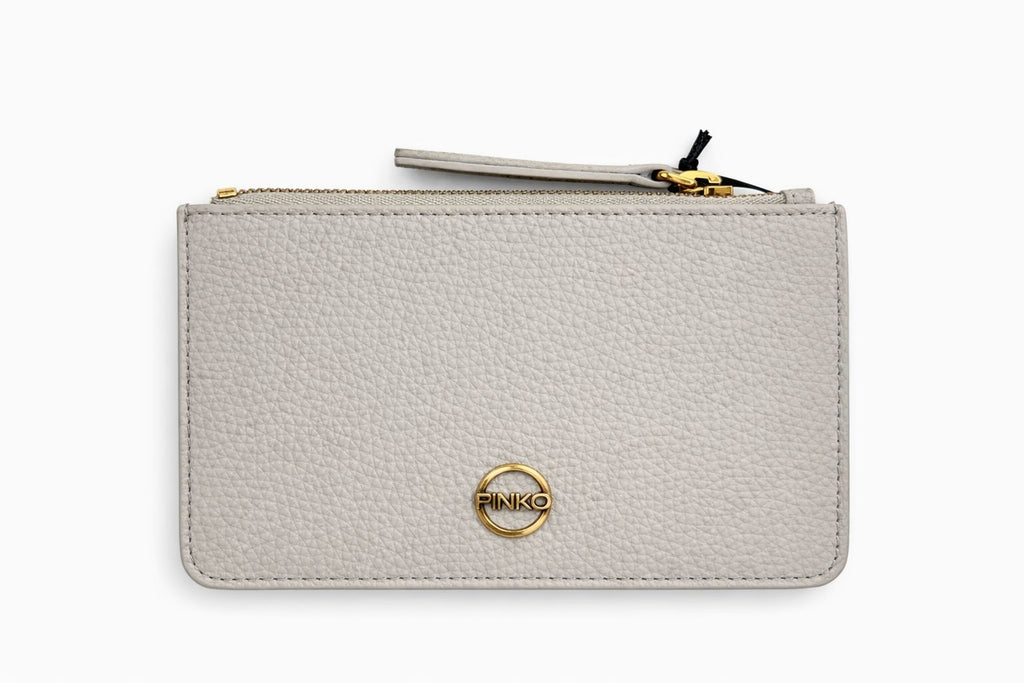 Tarjetero Pinko cuero beige
