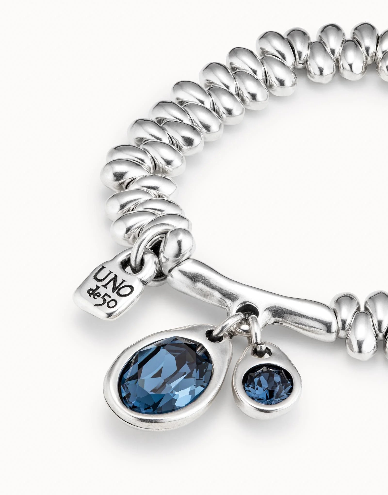 Pulsera Uno de 50 2 cristales gotas de agua azul