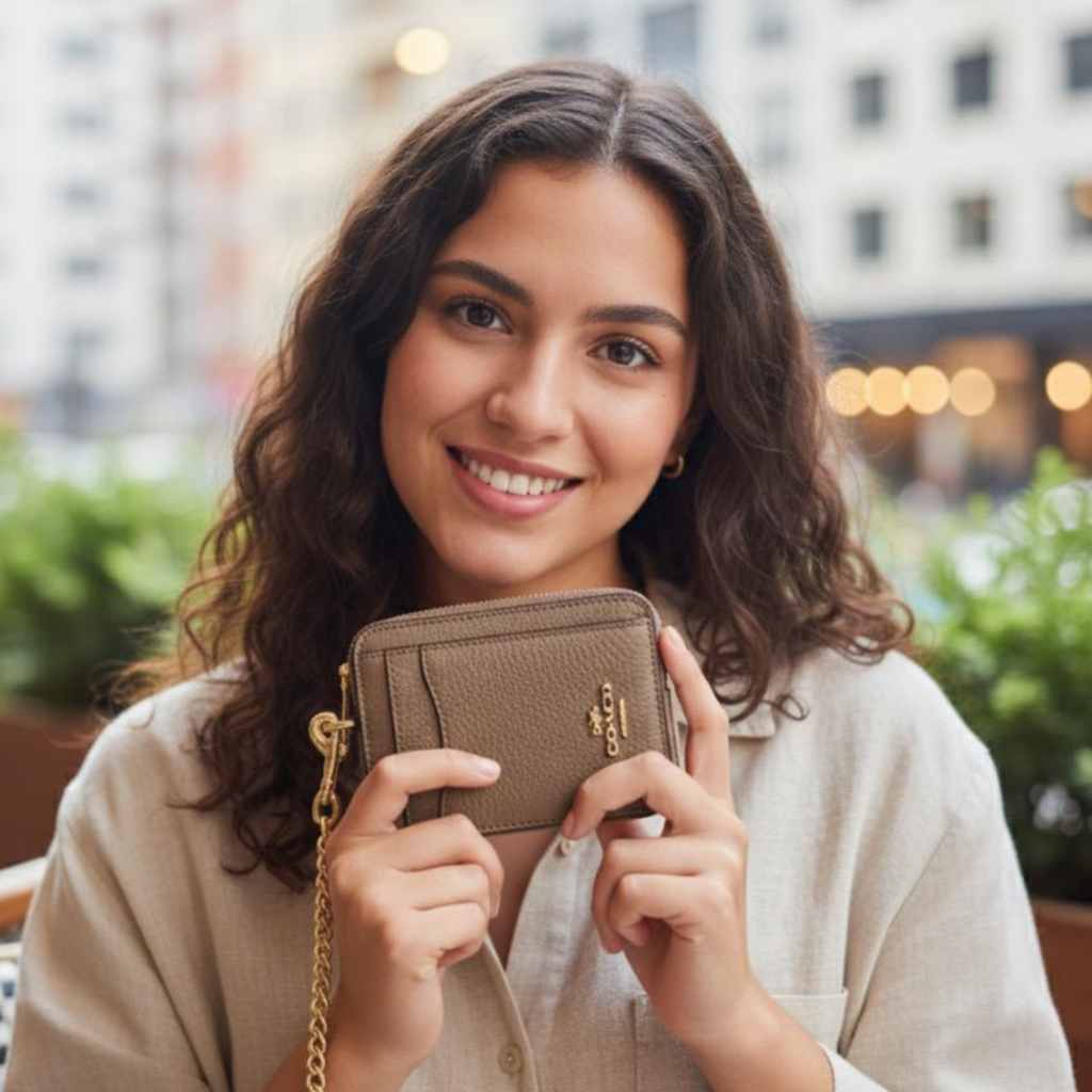 Billetera Coach Pequeña cuero Taupe