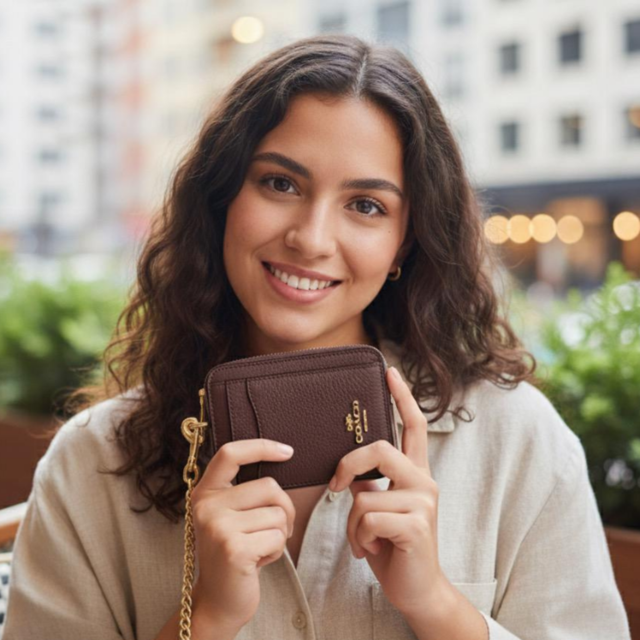 Billetera Coach Pequeña cuero café moro