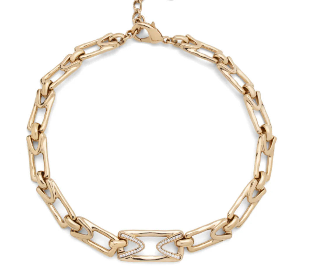 Collar Uno de 50 Impressive Doble baño oro 18k con topacios