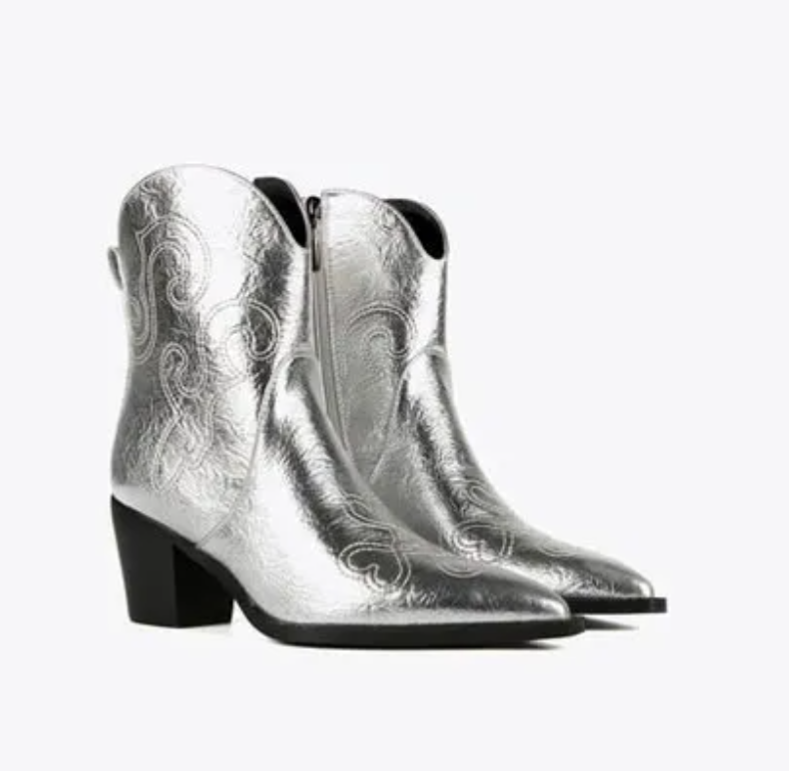 Botas Lola Casademunt Texana metalizado plateado