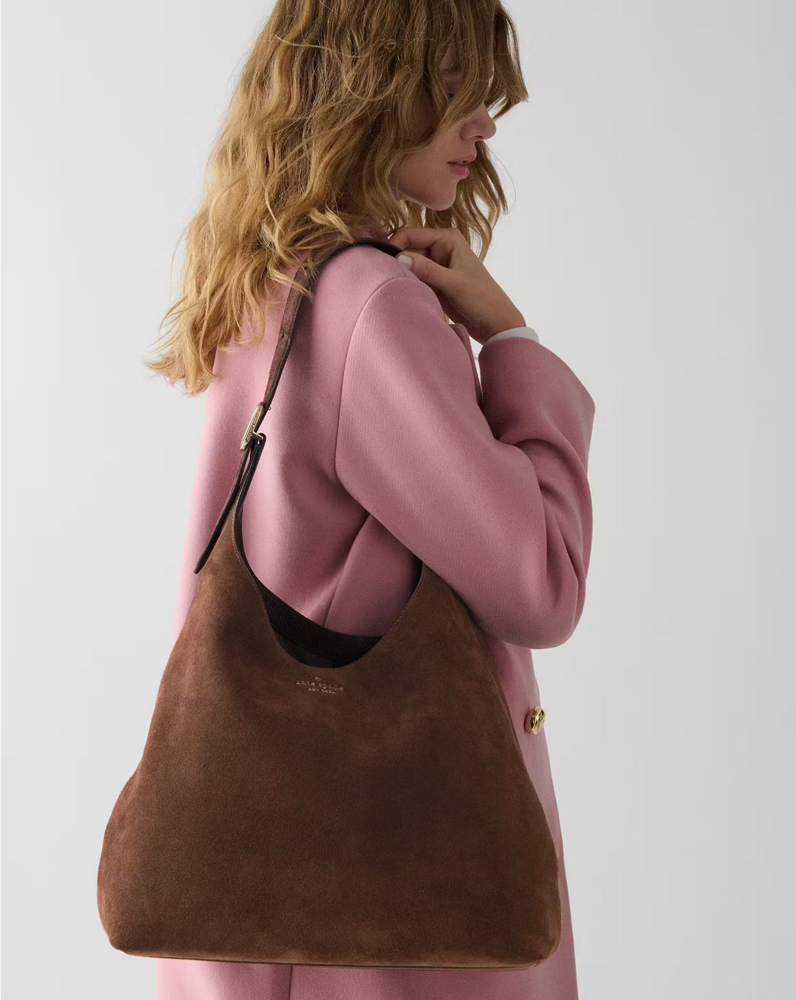 Cartera Kate Spade Shoulderbag Large Suede Cafe