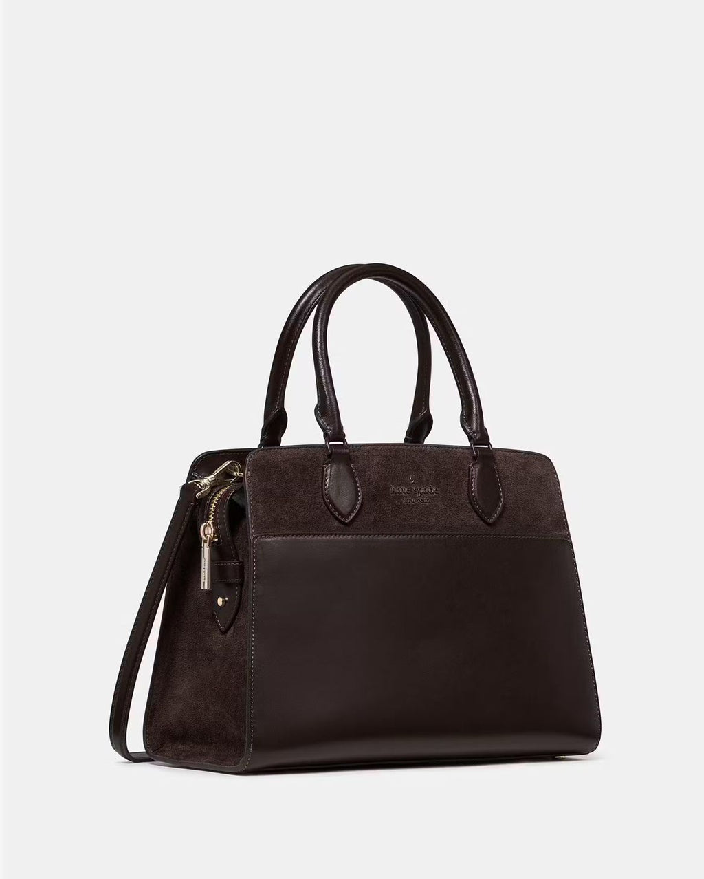 Cartera Kate Spade Madison Mix Gamuza con cuero cafe moro