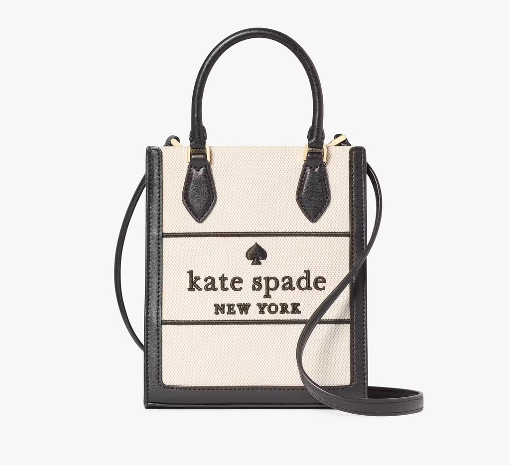Cartera Kate Spade Mini Tote Refia beige cuero negro