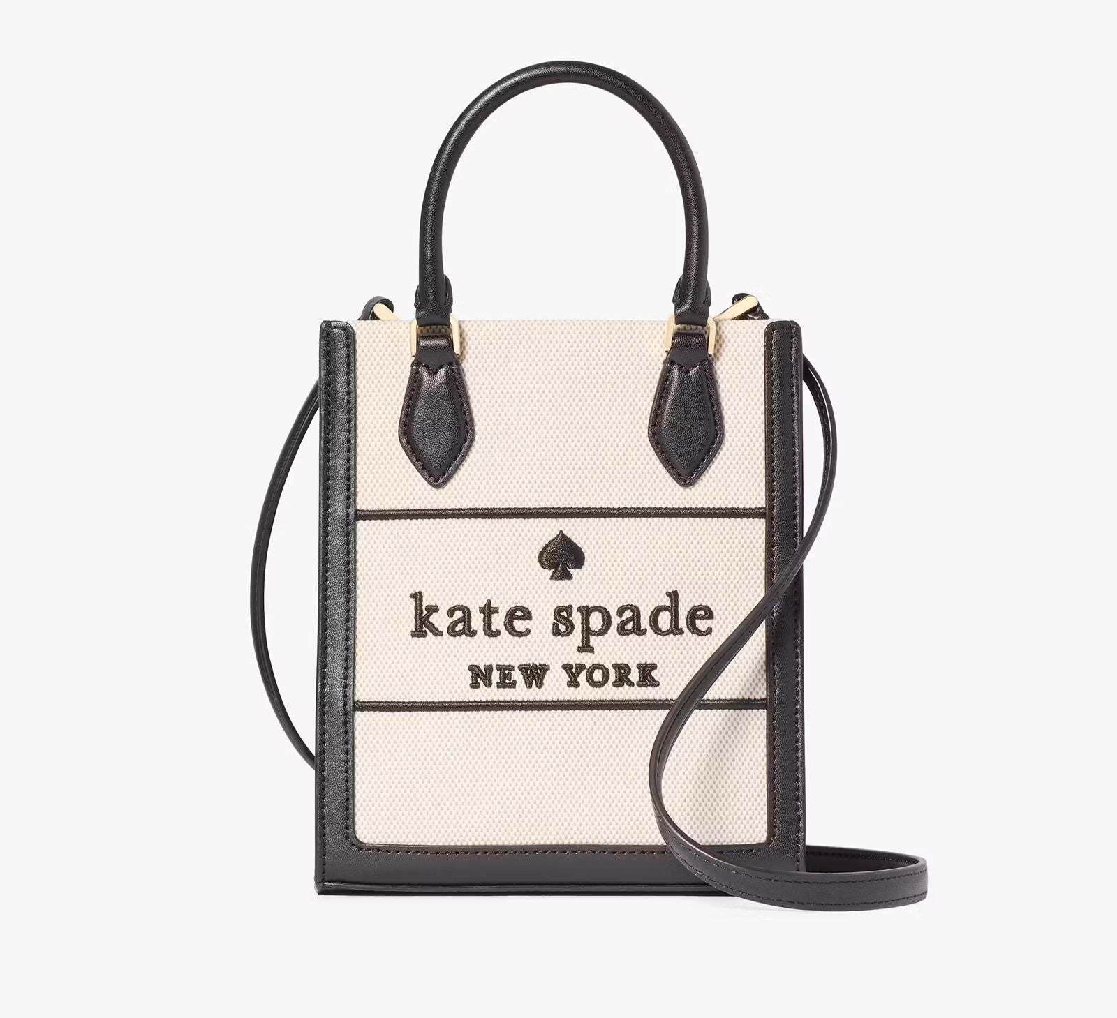 Cartera Kate Spade Mini Tote Refia beige cuero negro