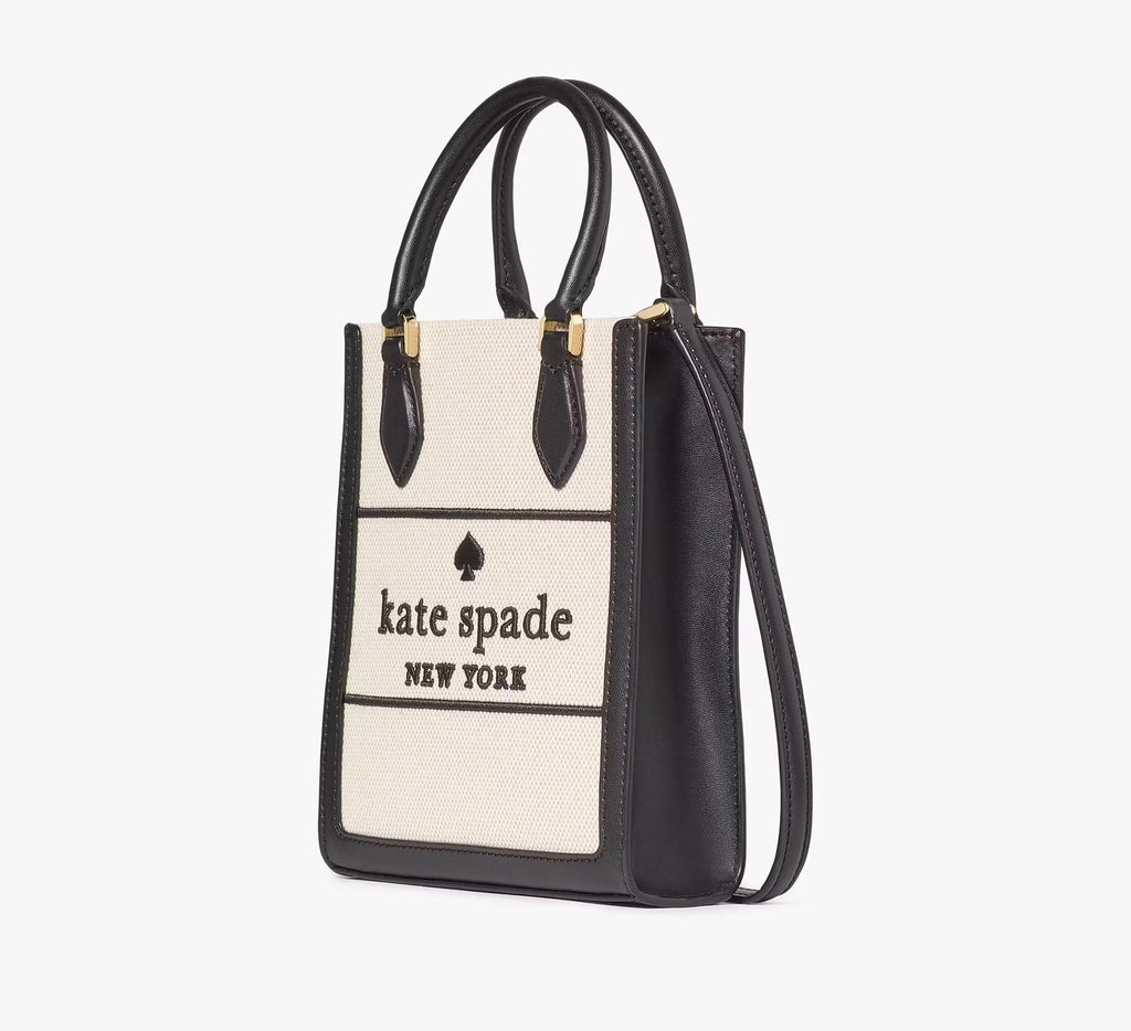 Cartera Kate Spade Mini Tote Refia beige cuero negro