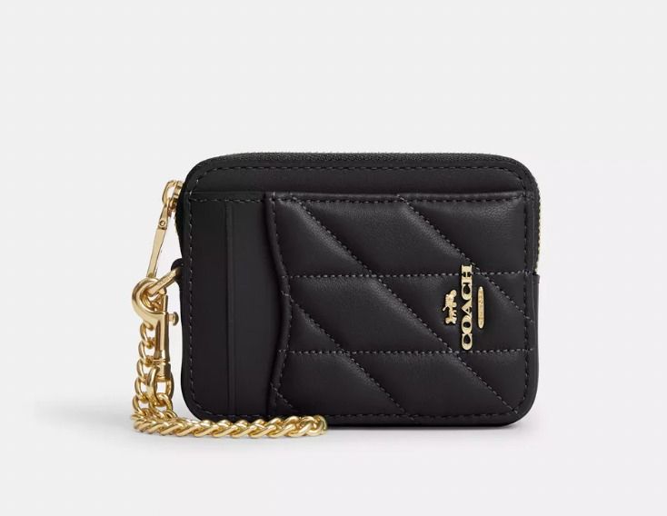 Billetera Coach pequeña negra acolchada