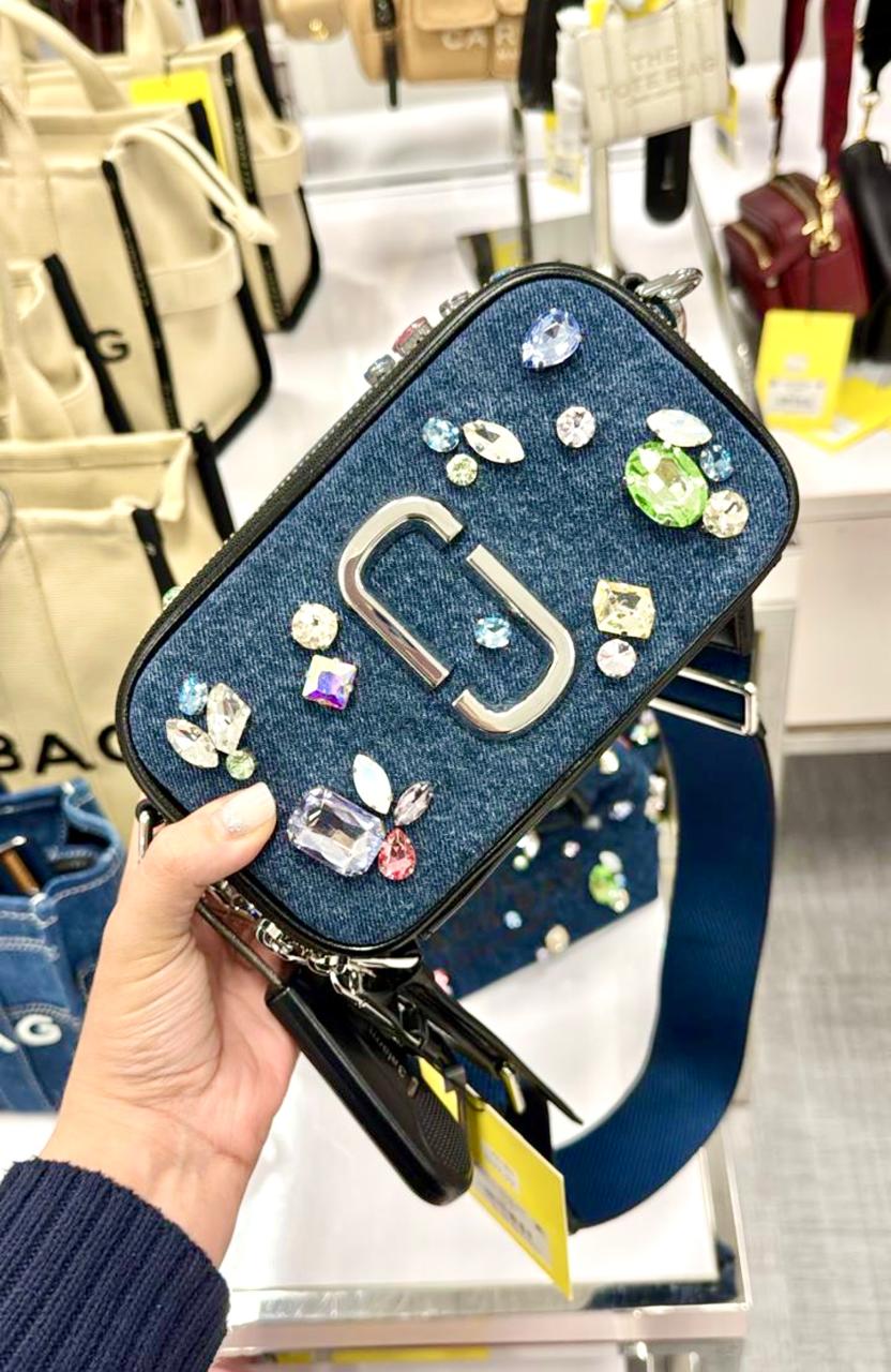 Cartera Marc Jacobs Snapshot jeans brillos