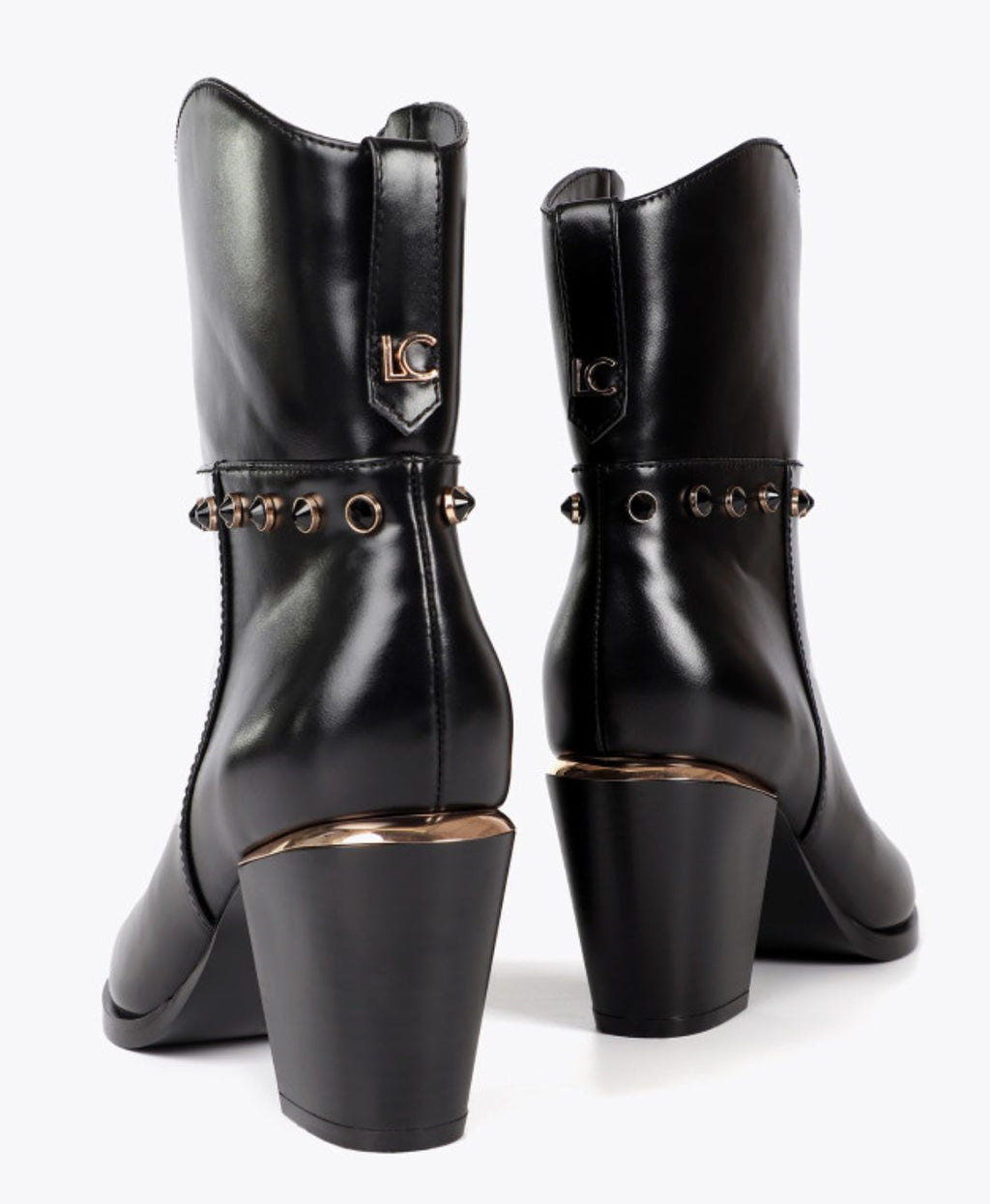 Botin Lola Casademunt tipo cowboy con detalles metalizados Negro