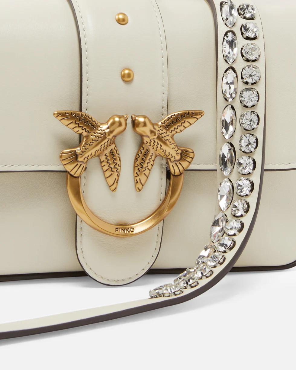 Cartera Pinko Love One Mini Slouchy Hebilla Sinsajos blanco