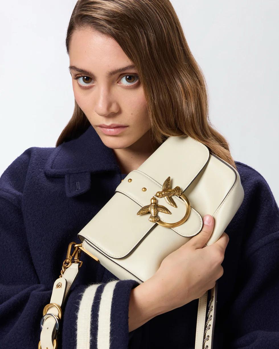 Cartera Pinko Love One Mini Slouchy Hebilla Sinsajos blanco