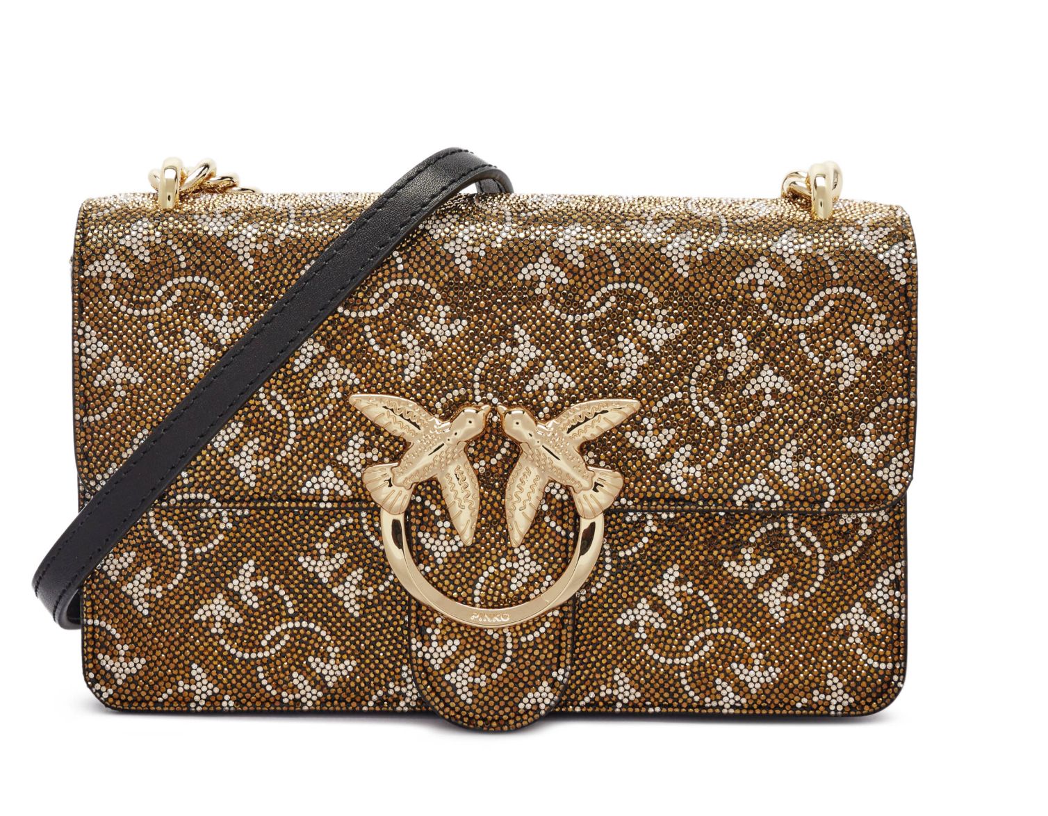 Cartera Pinko Love One Mini Light Dorado con Plateado