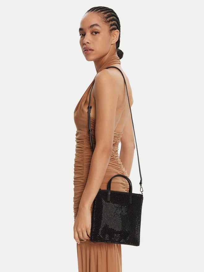 Cartera Pinko Mini Shopper Brillos negro
