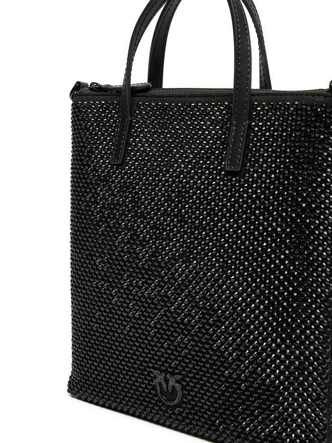 Cartera Pinko Mini Shopper Brillos negro