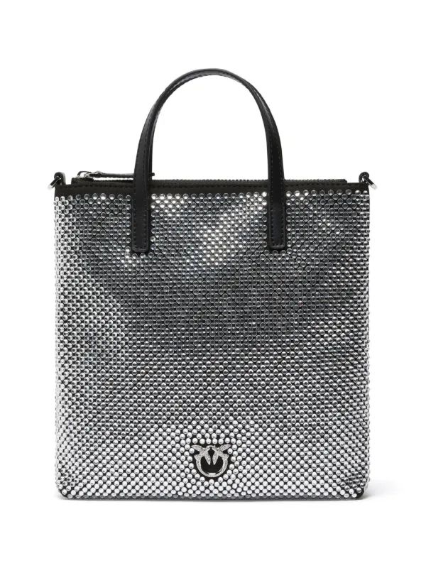 Cartera Pinko Mini Shopper Brillos Plateado