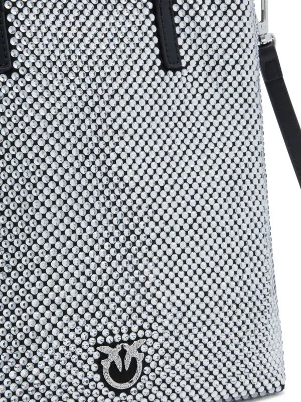 Cartera Pinko Mini Shopper Brillos Plateado