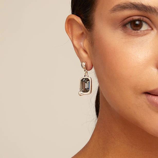 Aros uno de 50 Cristal fascetado gris