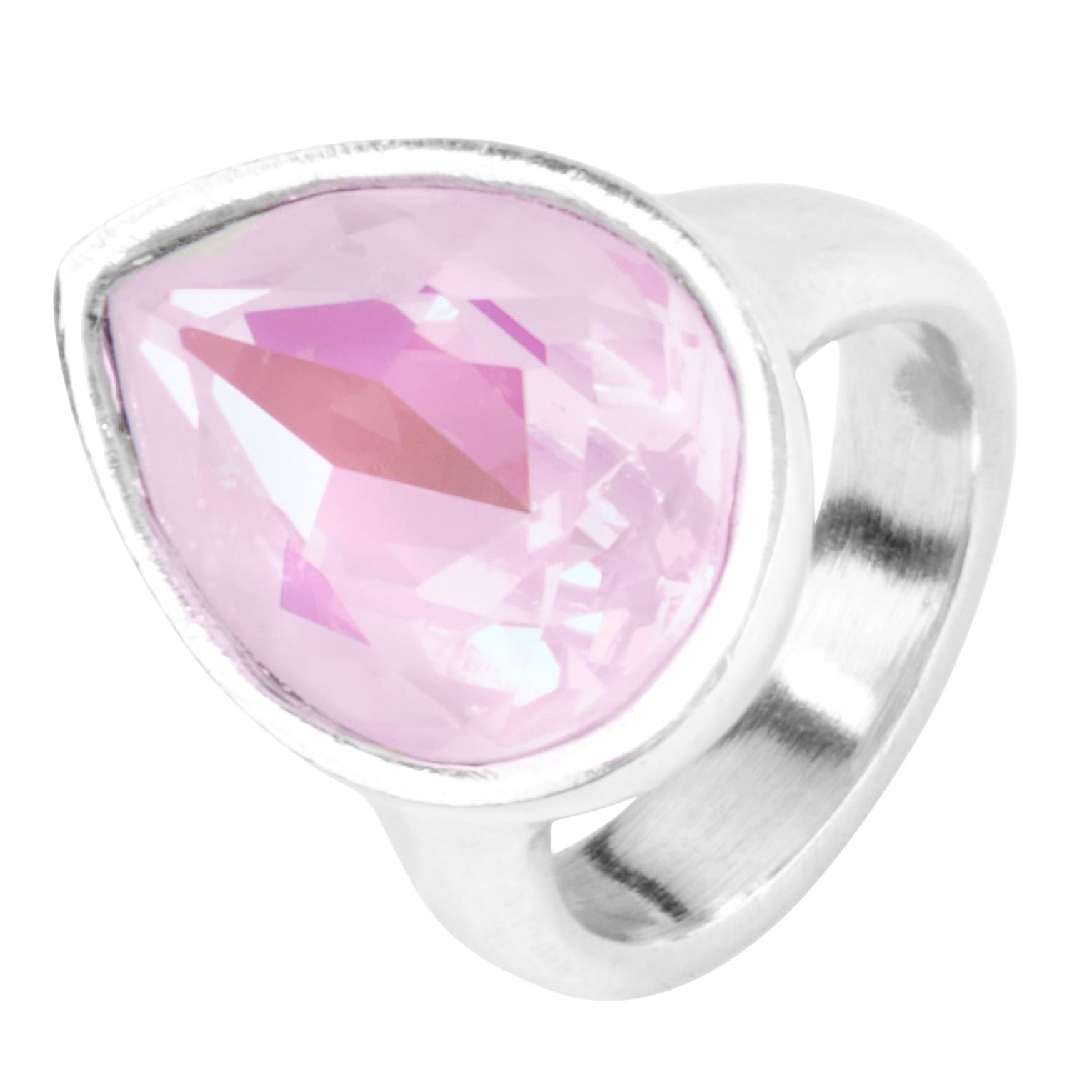 Anillo Uno de 50 plata gota piedra rosada