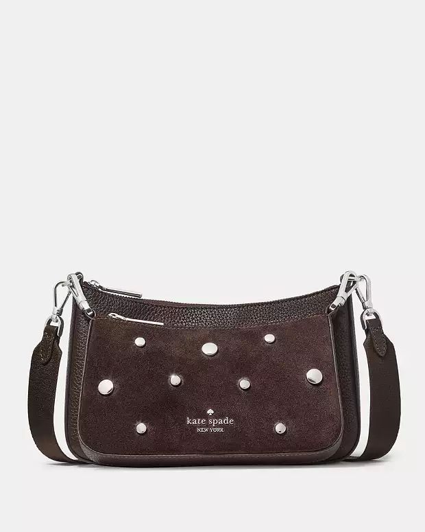 Cartera Kate Spade Duet Gamuza con tachas cafe moro doble