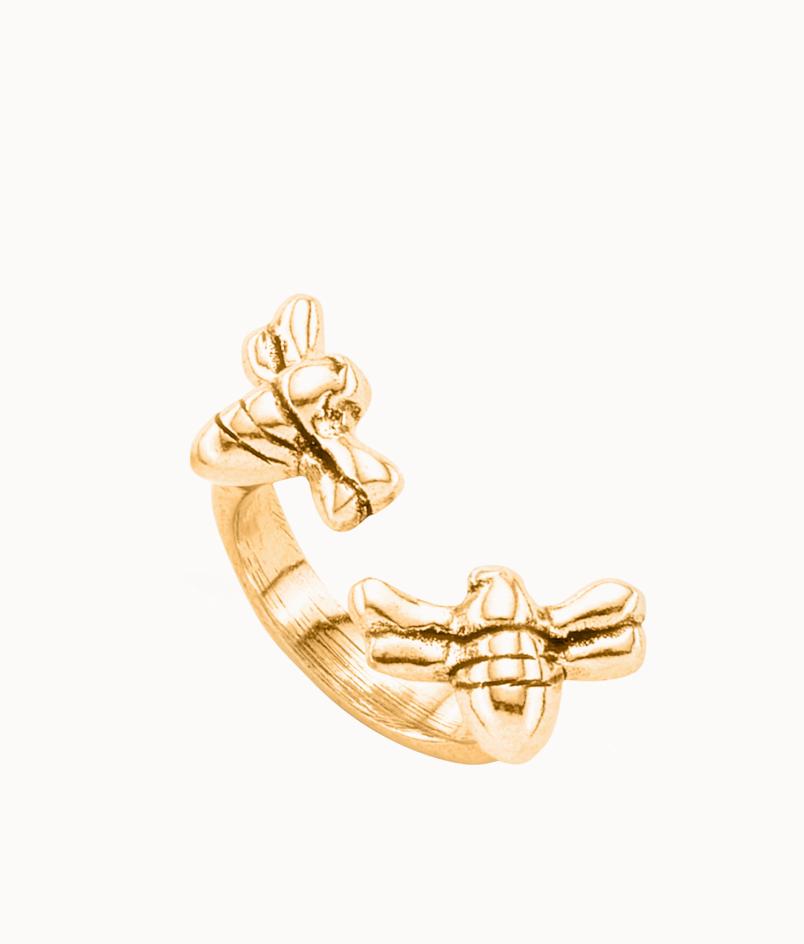 Anillo Uno de 50 Abeja con doble baño de oro de 18k