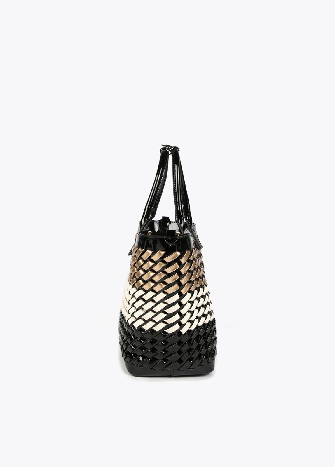 Mini Tote Lola Casademunt Trenzado negro blanco dorado