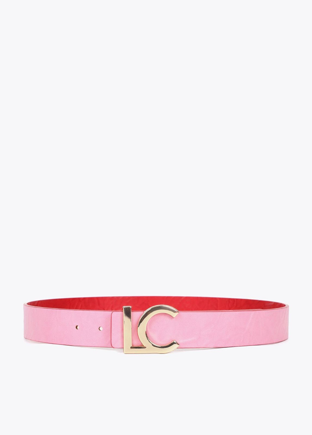 Cinturon Lola Casademunt reversible textura piel serpiente Rojo - Rosa