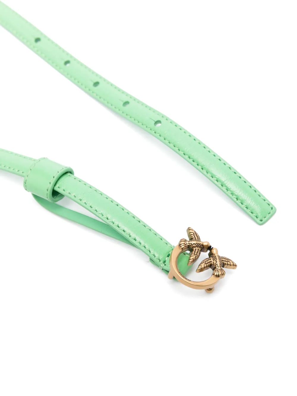 Cinturon Pinko Verde menta sinsajos delgado dorado