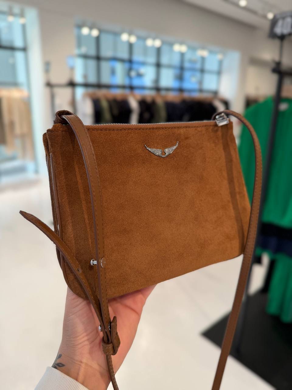 Cartera Zadig Et Voltaire Duo Wings Suede Cafe