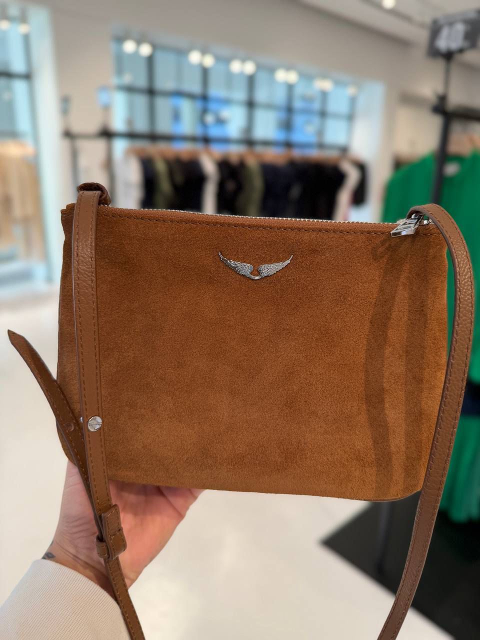 Cartera Zadig Et Voltaire Duo Wings Suede Cafe