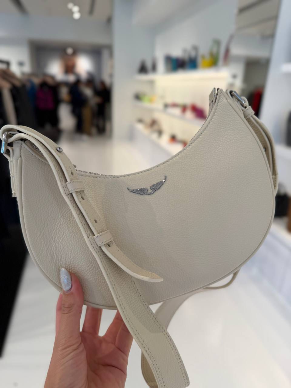 Cartera Zadig & Voltaire Moonvibe Grained Leather blanco