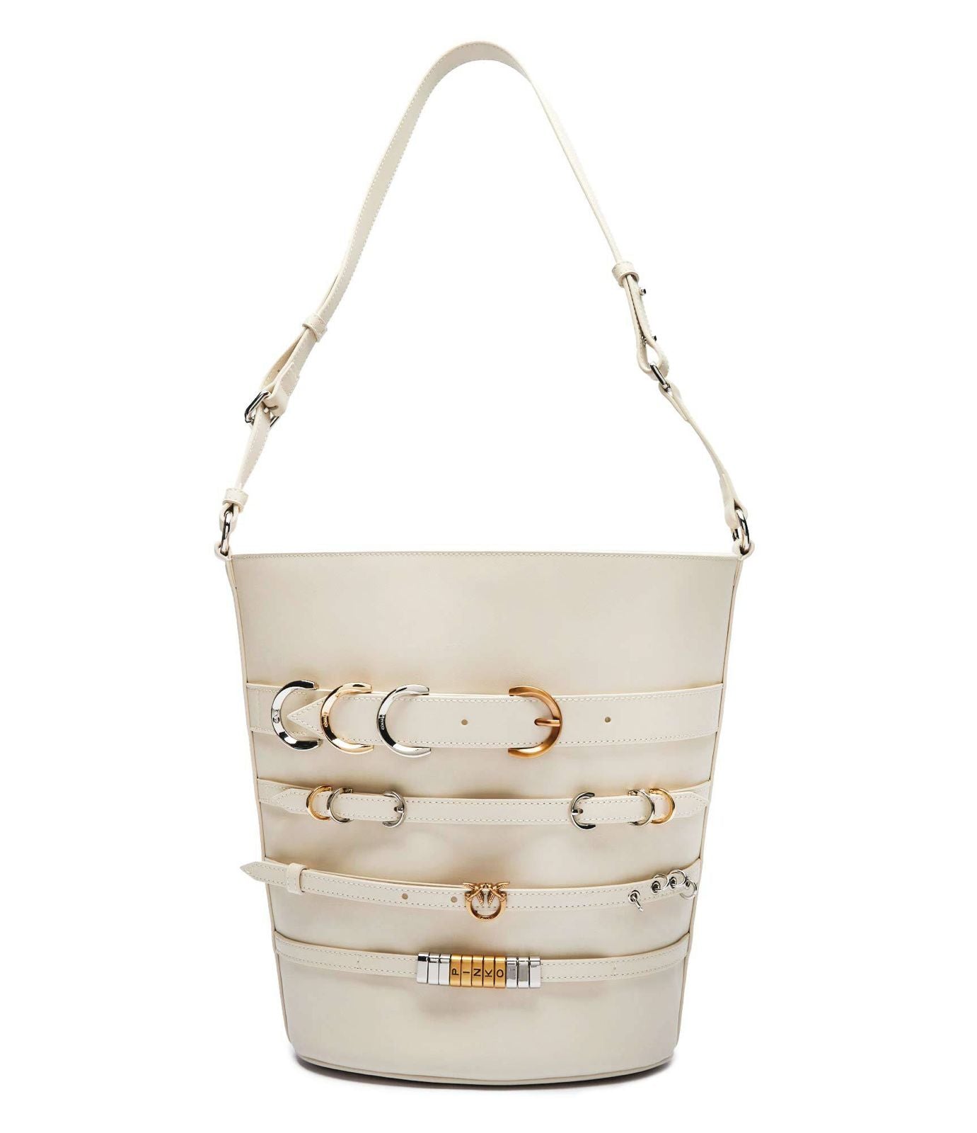 Cartera Pinko Capazo con diseño cinturones blanco