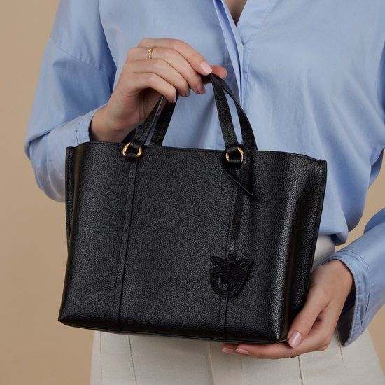 Tote Pinko mediano cuero negro