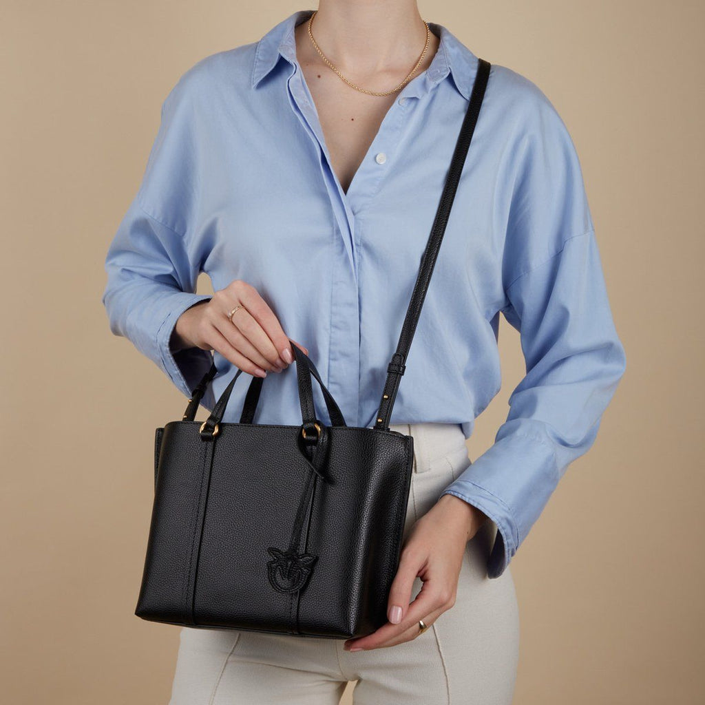 Tote Pinko mediano cuero negro