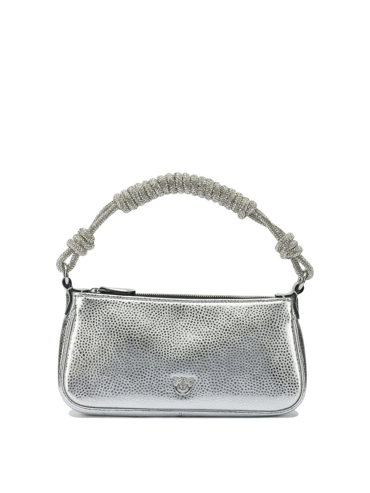 Cartera Pinko Half Moon horizontal plateada