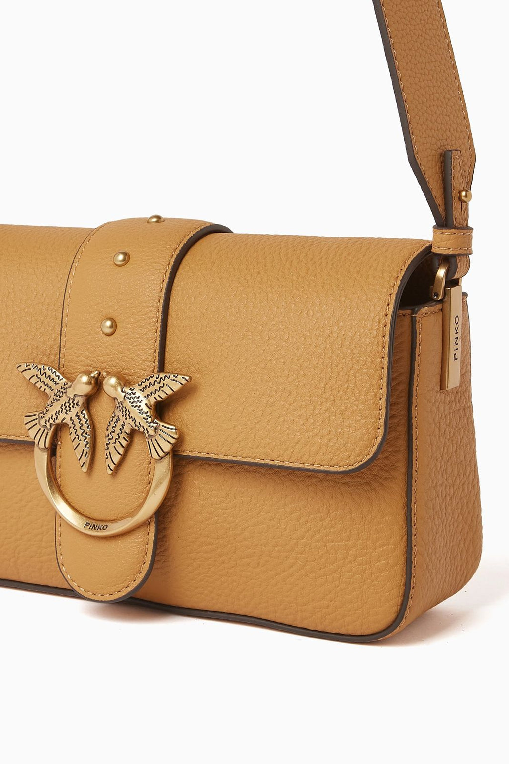 Cartera Pinko Love One Mini Cuero Mostaza