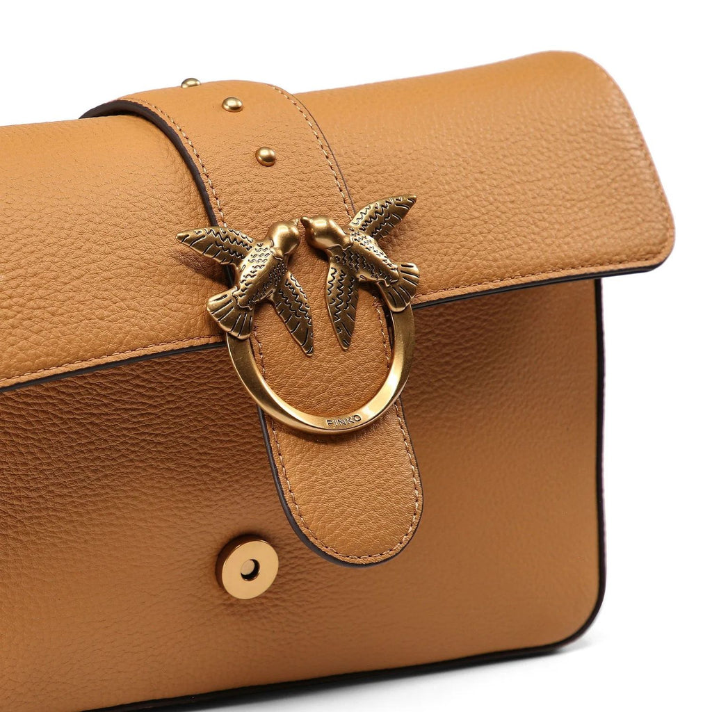 Cartera Pinko Love One Mini Cuero Mostaza
