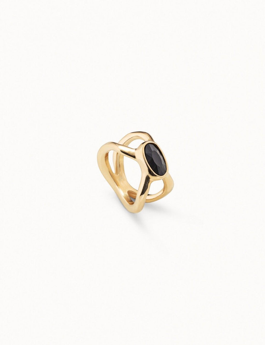 Anillo Uno de 50 Guardian doble baño de oro onix