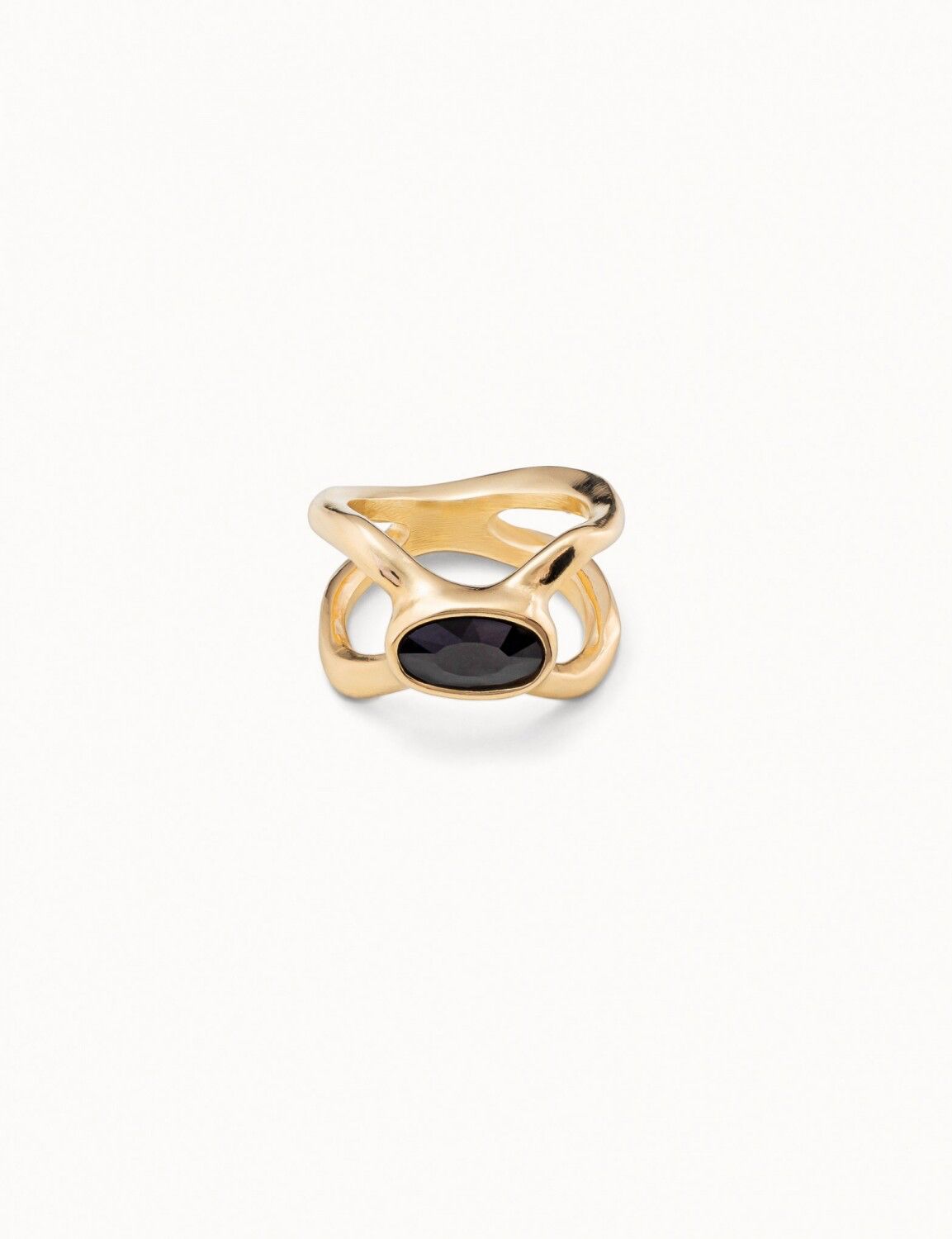 Anillo Uno de 50 Guardian doble baño de oro onix